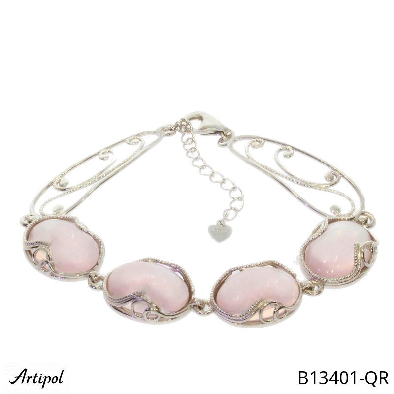 Bracelet B13401-QR with real Rose Quartz