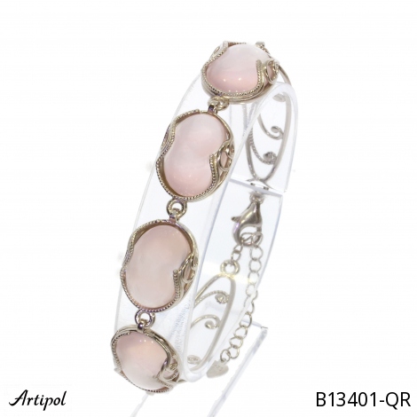 Armreif B13401-QR mit echter Rosenquarz