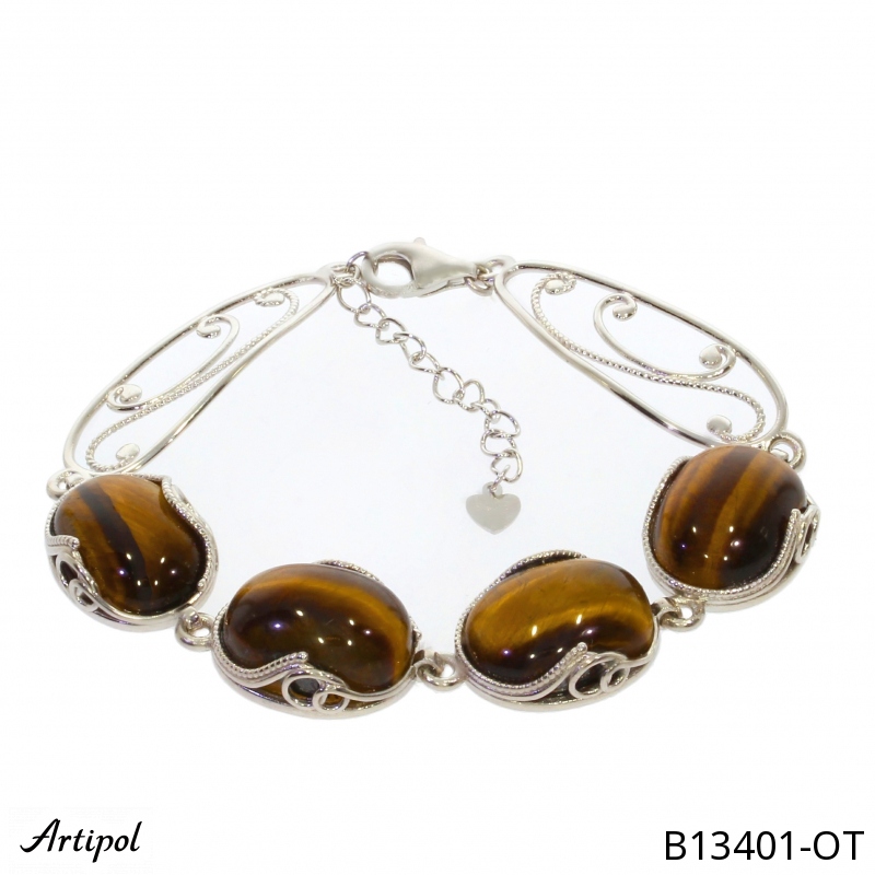 Bracelet B13401-OT en Oeil de tigre véritable