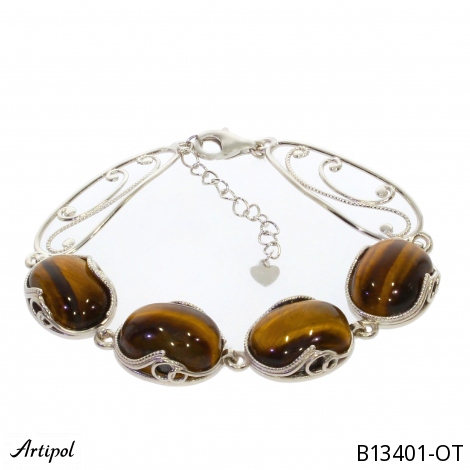 Bracelet B13401-OT en Oeil de tigre véritable