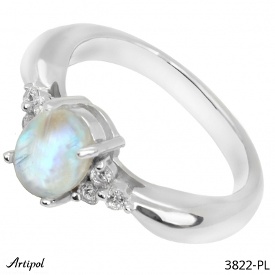Ring 3822-PL with real Rainbow Moonstone