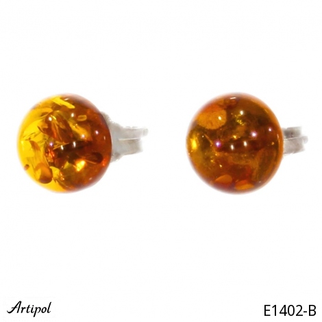 Earrings E1402-B with real Amber