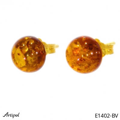 Earrings E1402-BV with real Amber gold plated