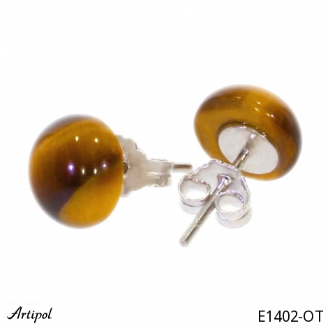 Earrings E1402-OT with real Tiger's eye