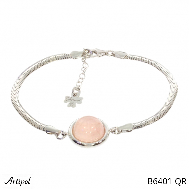 Bracelet B6401-QR with real Rose quartz