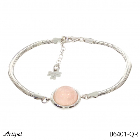 Bracelet B6401-QR with real Rose Quartz