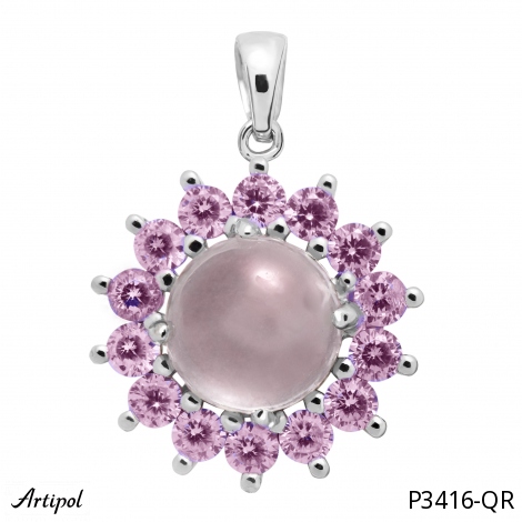 Pendentif P3416-QR en Quartz rose véritable