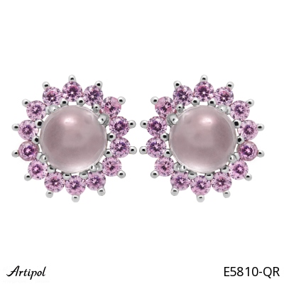 Earrings E5810-QR with real Rose Quartz