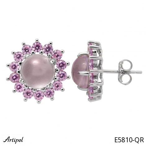 Boucles d'oreilles E5810-QR en Quartz rose véritable
