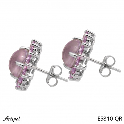 Earrings E5810-QR with real Rose quartz