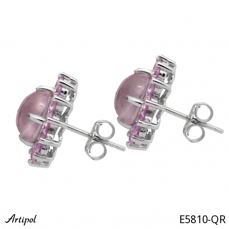 Earrings E5810-QR with real Rose quartz