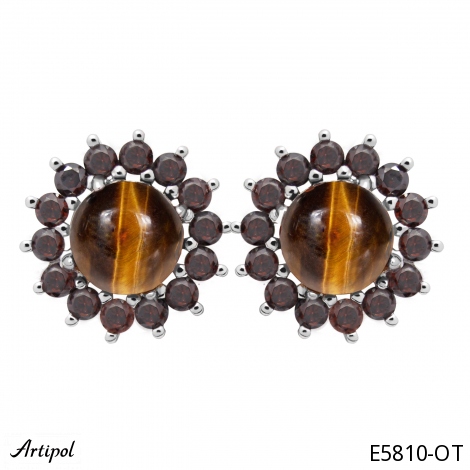 Earrings E5810-OT with real Tiger's eye