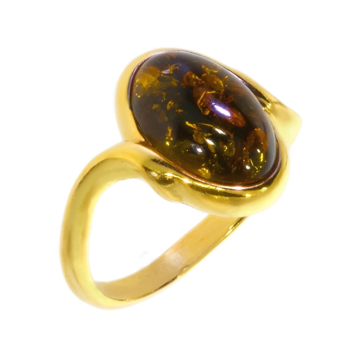 Bague Vintage Argent Massif 925 Avec Ambre Véritable - Taille 52 - Bijou Ancien