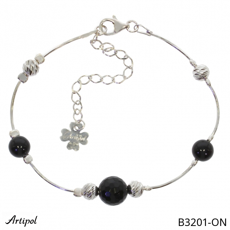 Bracelet B3201-ON en Onyx noir véritable