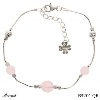 Bracelet B3201-QR with real Rose quartz
