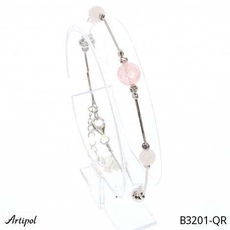 Bracelet B3201-QR with real Rose Quartz