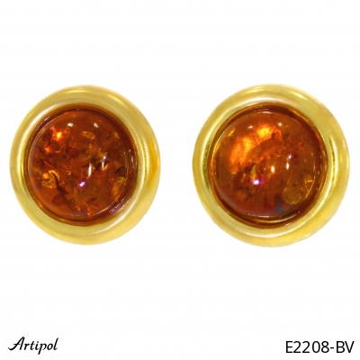 Earrings E2208-BV with real Amber gold plated