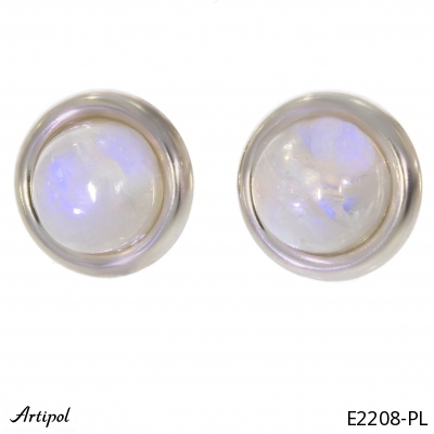 Earrings E2208-PL with real Rainbow Moonstone