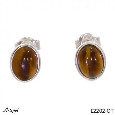 Earrings E2202-OT with real Tiger's eye