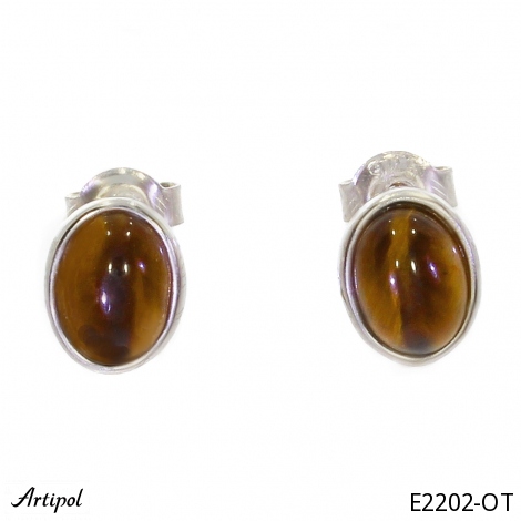 Earrings E2202-OT with real Tiger's eye