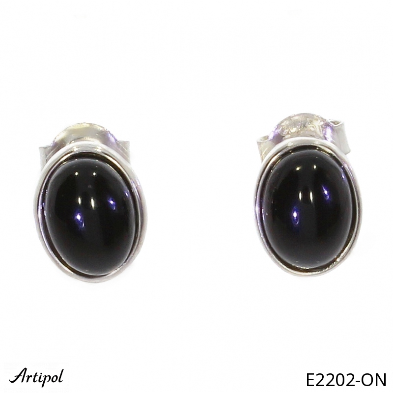 Earrings E2202-ON with real Black onyx