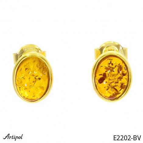 Earrings E2202-BV with real Amber gold plated