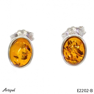 Earrings E2202-B with real Amber