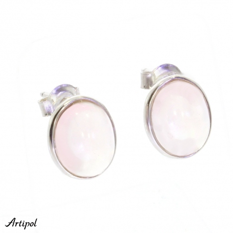 Earrings E2611-QR with real Rose Quartz