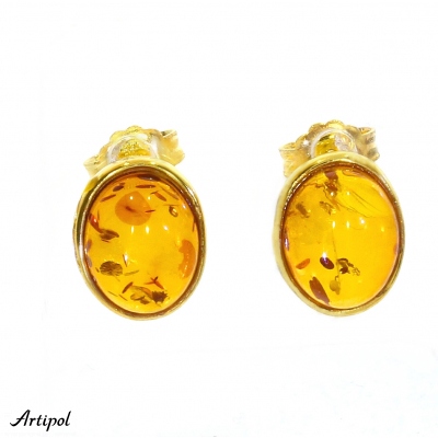 Earrings E2611-BV with real Amber