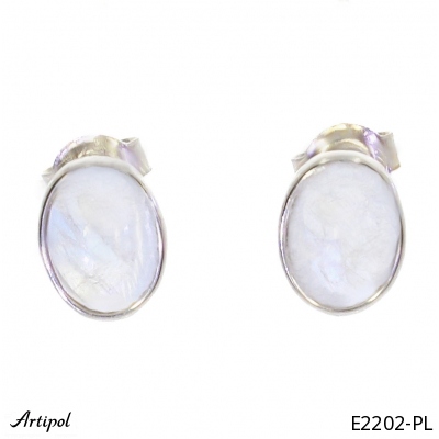 Earrings E2202-PL with real Rainbow Moonstone
