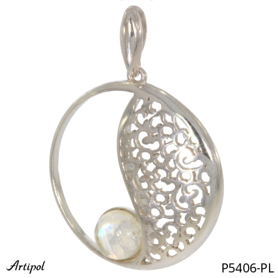 Pendant P5406-PL with real Rainbow Moonstone