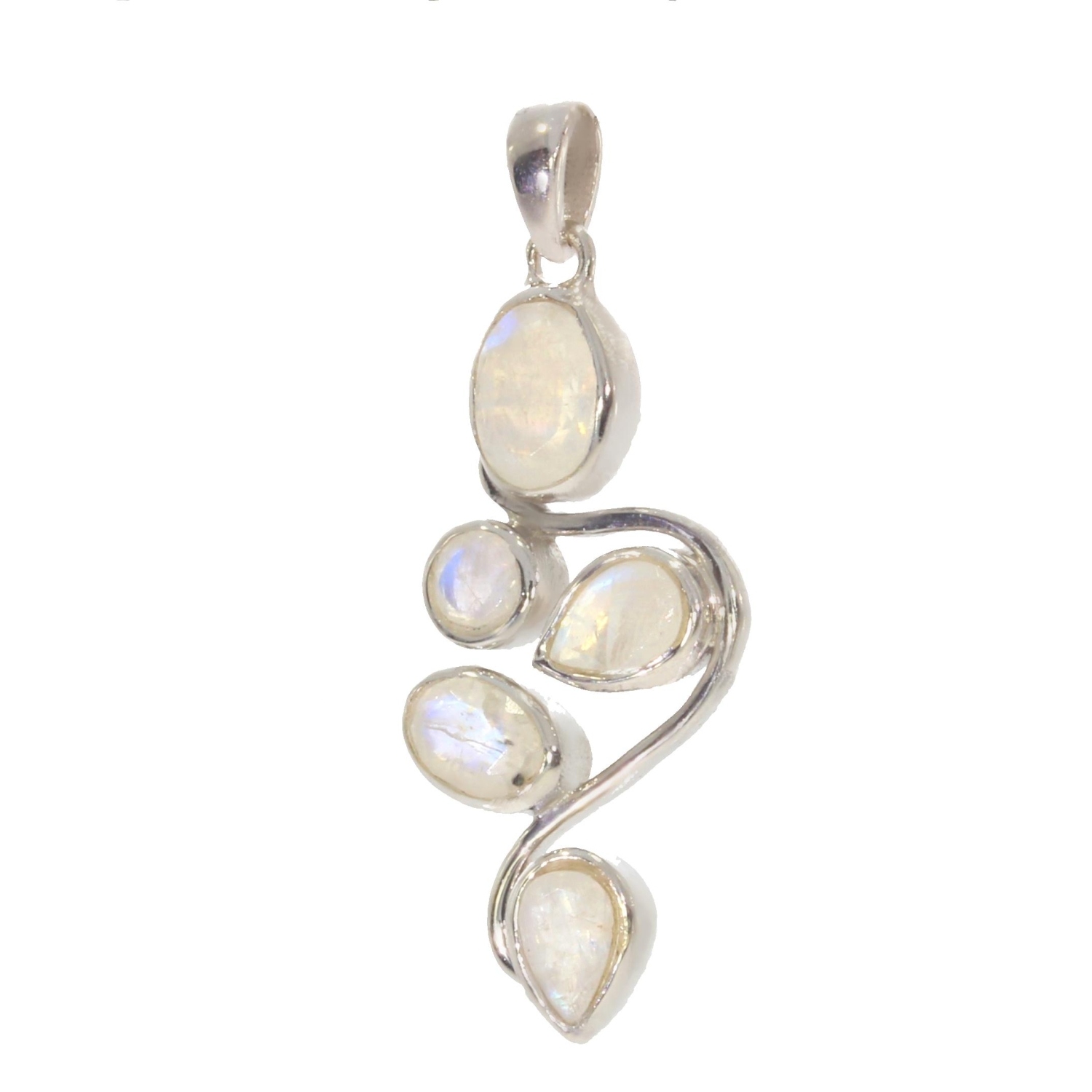 Pendentif Pierre De Lune Véritable Avec Chaîne Argent 925 - 52 Cm, Neuf Sans Emballage