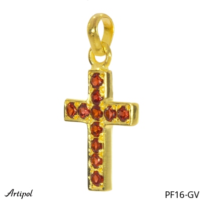 Pendant PF16-GV with real Red garnet gold plated