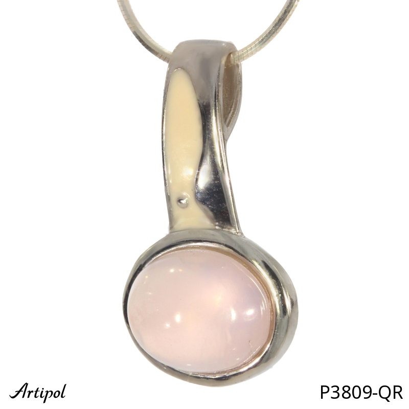 Pendentif P3809-QR en Quartz rose véritable