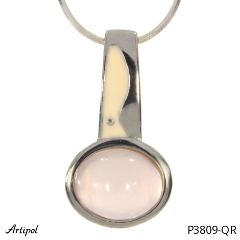 Pendentif P3809-QR en Quartz rose véritable