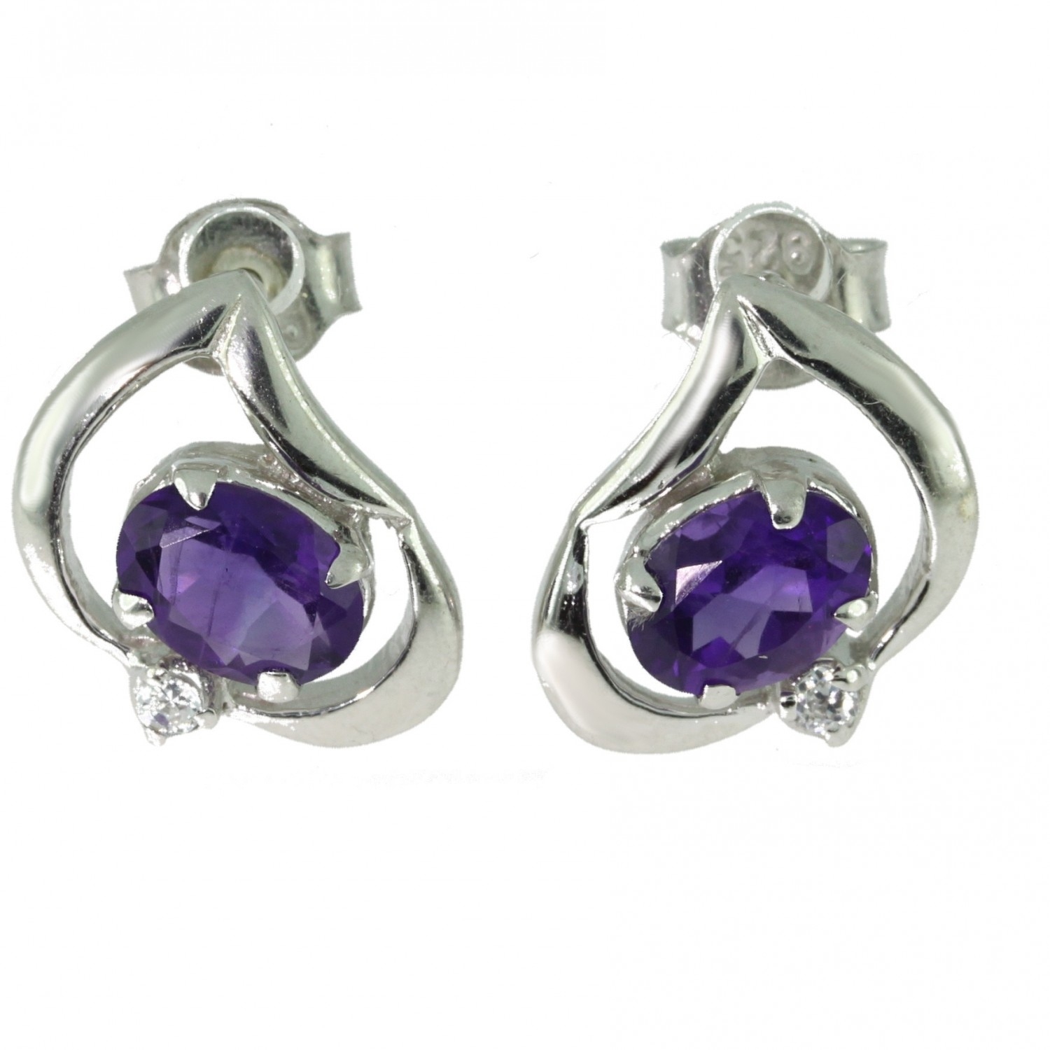Boucles D'oreilles Argent 925 Avec Citrines, Améthystes Et Grenats - Rhodié Noir, Neuf Jamais Porté