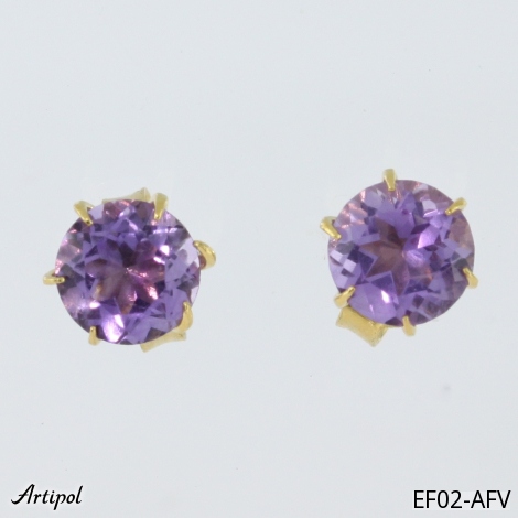 Ohrringe Ef02-AFV mit echter vergoldetem Amethyst
