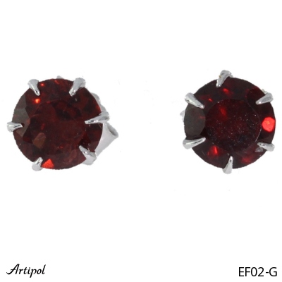 Earrings Ef02-G with real Red garnet