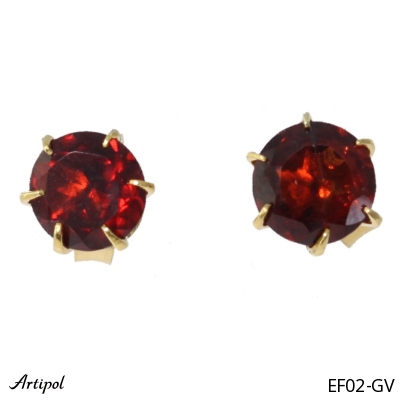 Earrings Ef02-GV with real Red garnet gold plated
