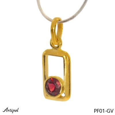 Pendant PF01-GV with real Red garnet gold plated