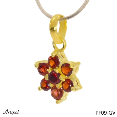 Pendant PF09-GV with real Red garnet gold plated