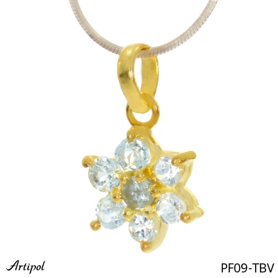 Pendant PF09-TBV with real Blue topaz gold plated