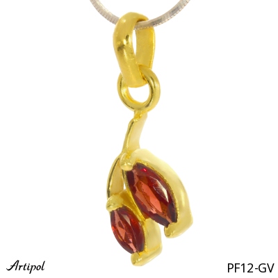 Pendant PF12-GV with real Red garnet gold plated
