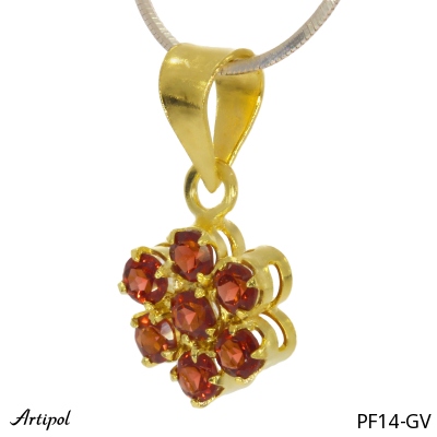 Pendant PF14-GV with real Red garnet gold plated
