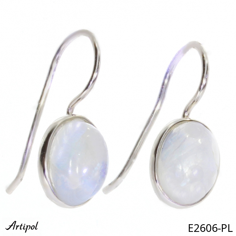 Earrings E2606-PL with real Rainbow Moonstone