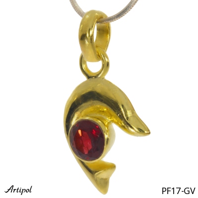 Pendant PF17-GV with real Red garnet gold plated