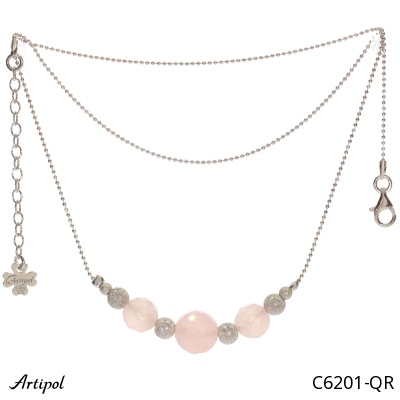 Necklace C6201-QR with real Rose quartz