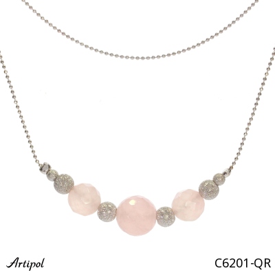 Necklace C6201-QR with real Rose quartz