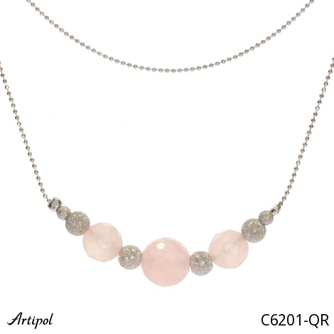 Necklace C6201-QR with real Rose Quartz