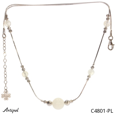 Necklace C4801-PL with real Rainbow Moonstone